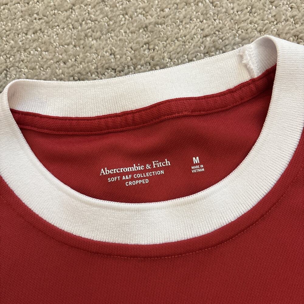 Abercrombie & Fitch Ducati Meccanica Bologna Cropped Jersey Shirt Red Mens Sz M - Picture 2 of 9